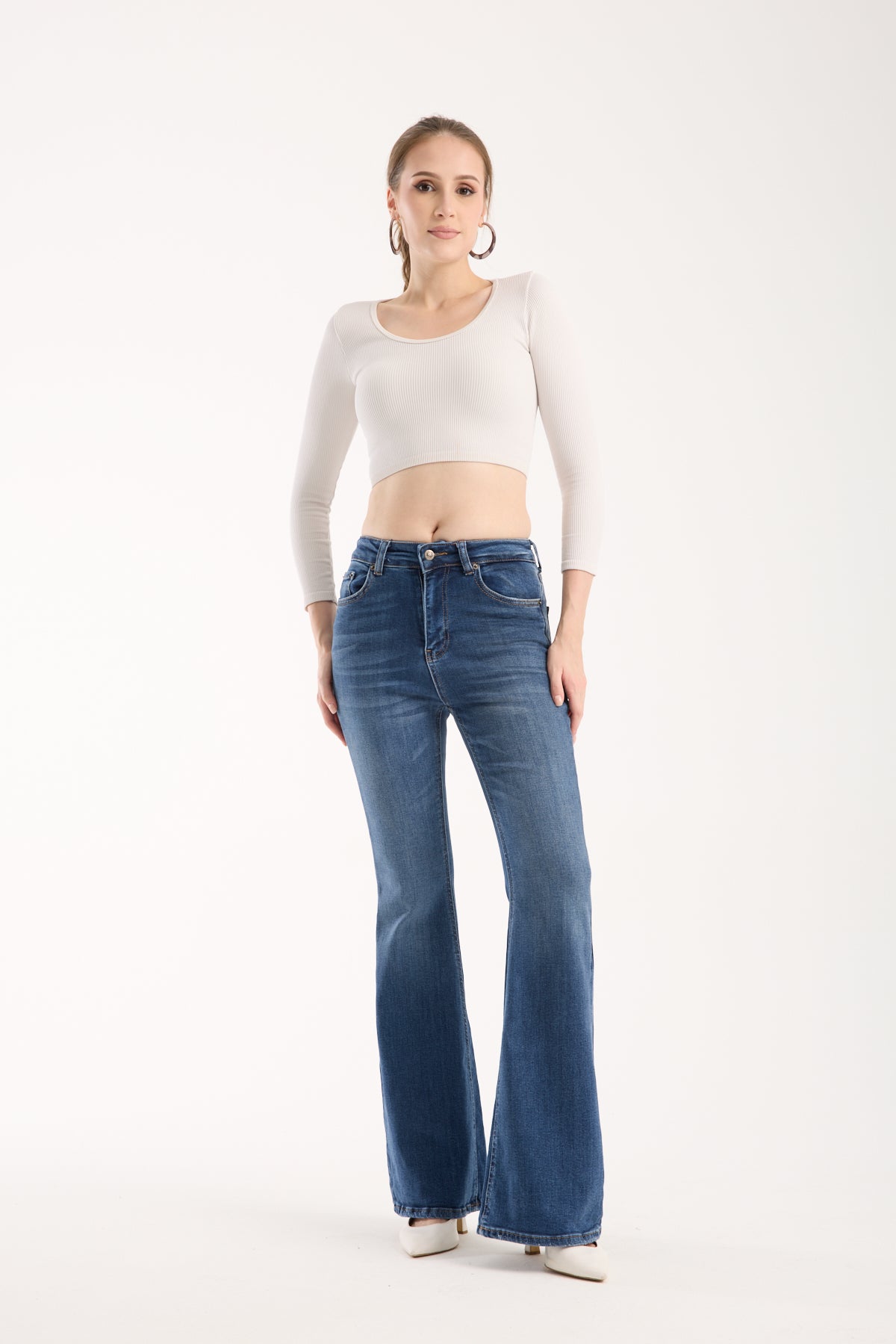 Nauwe flared denim broek voor dames