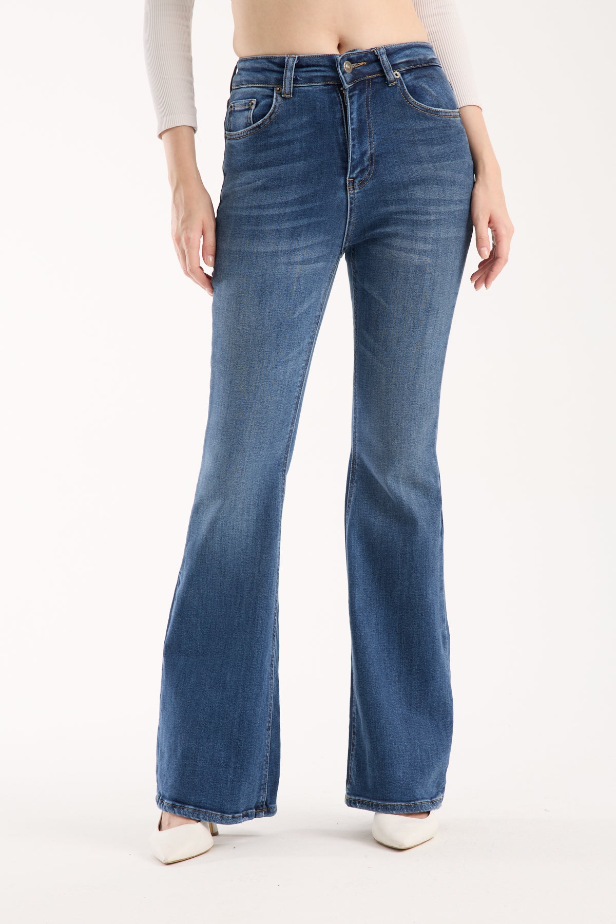 Bayan Skınny Flare Denim Pantolon