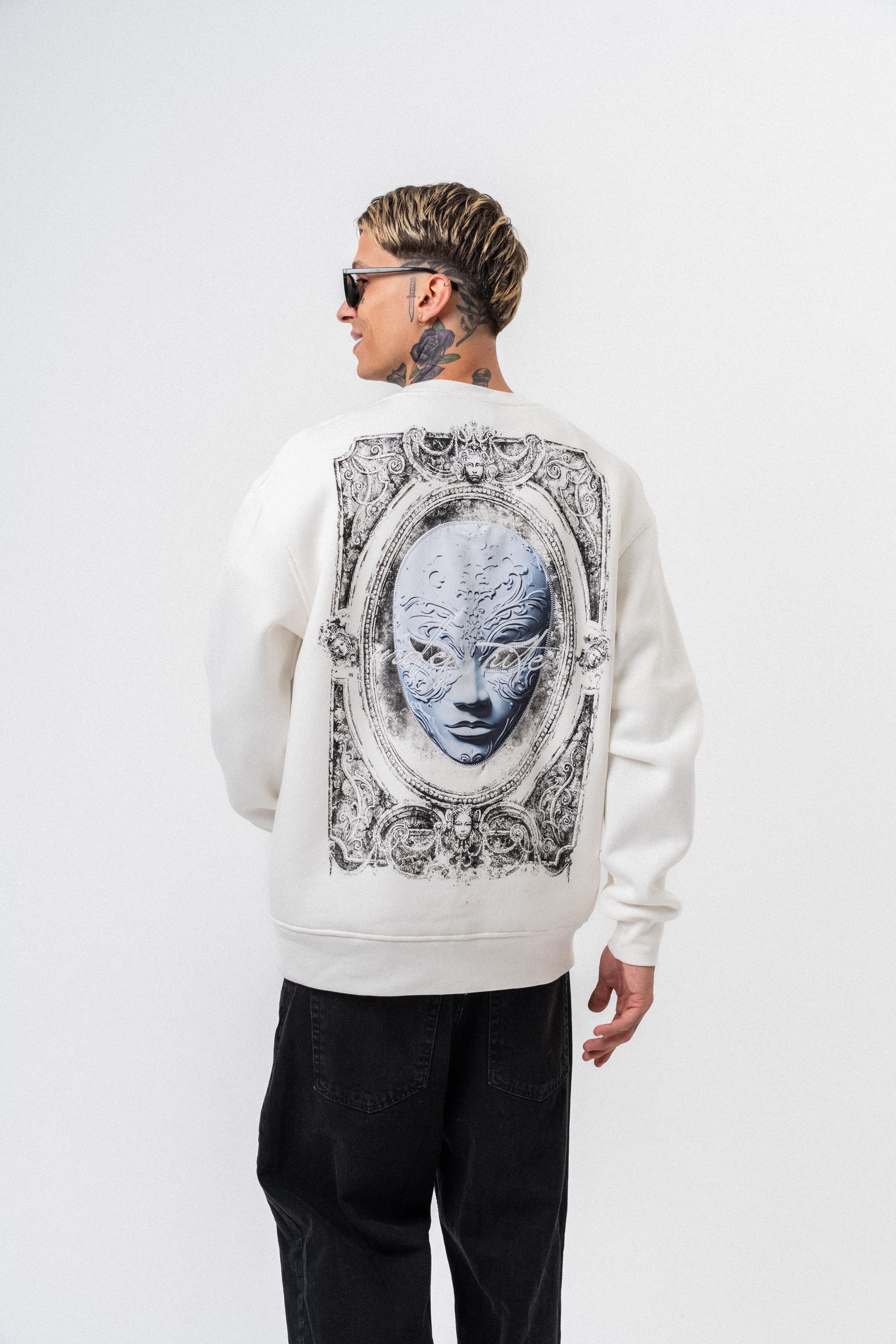 Oversized sweatshirt met ronde hals en onbepaalde print voor heren