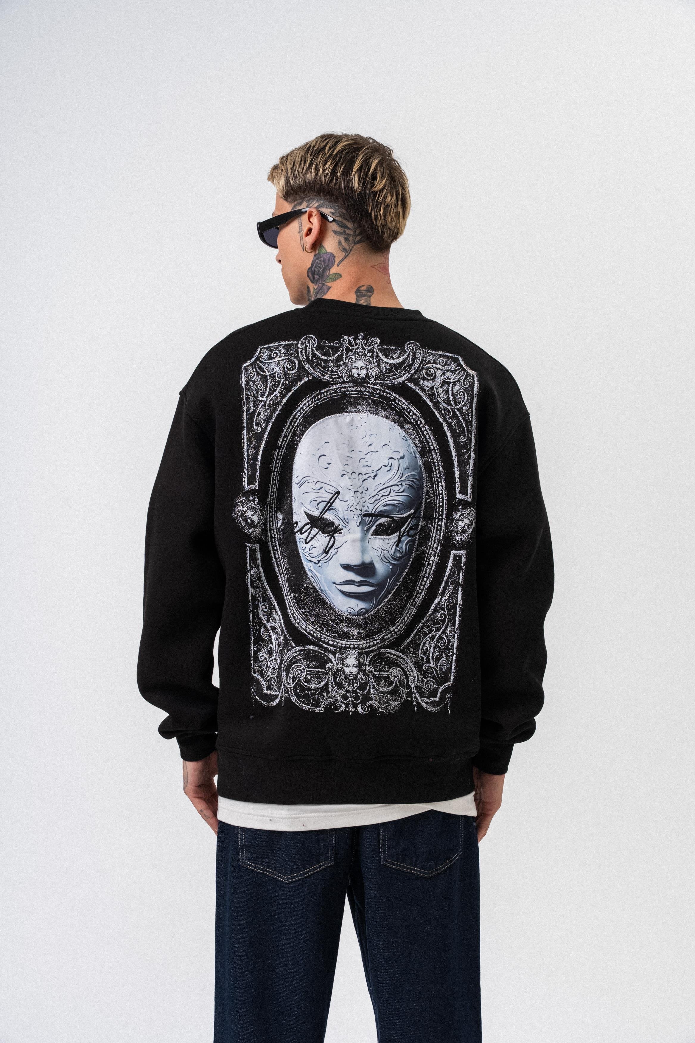 Oversized sweatshirt met ronde hals en onbepaalde print voor heren