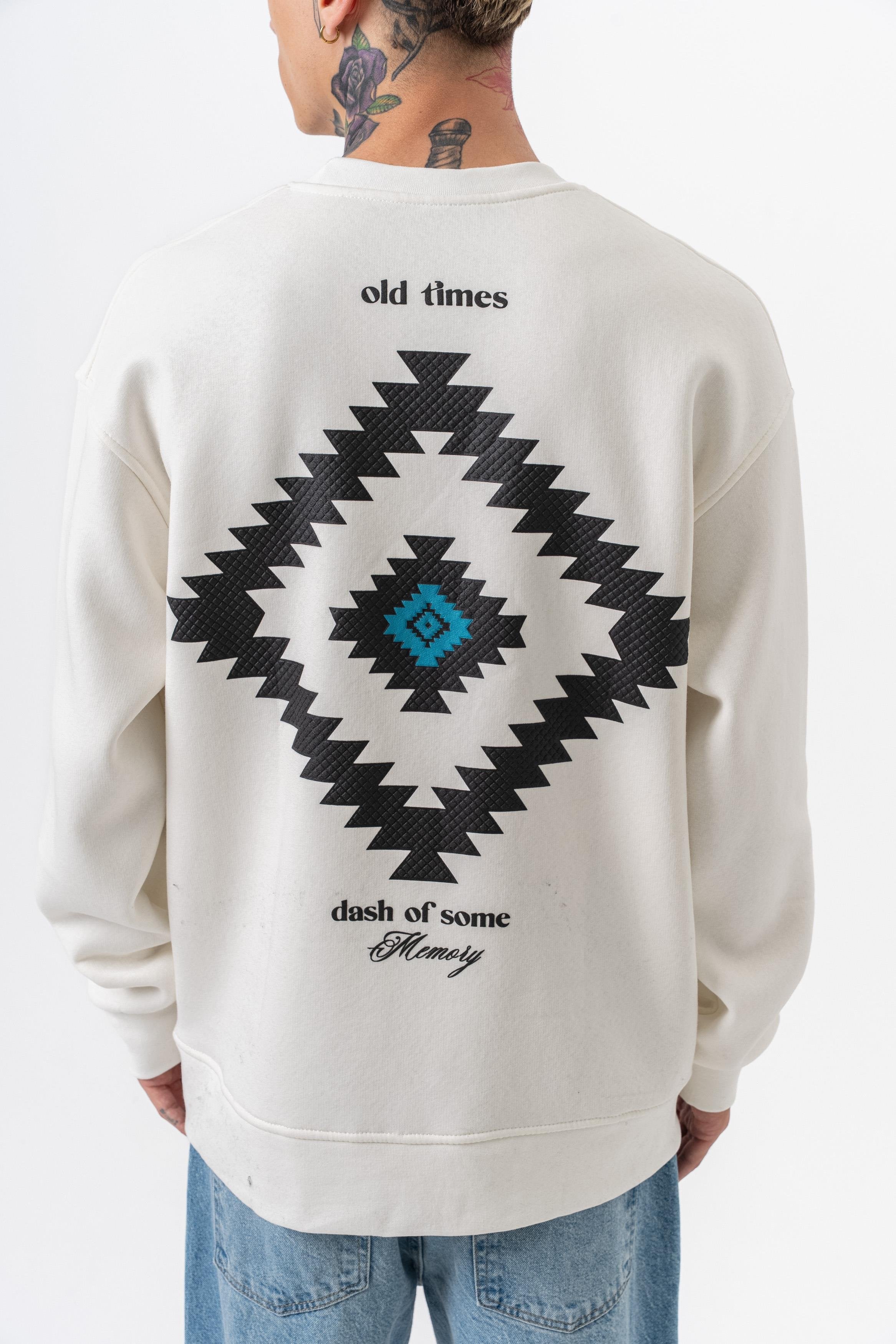 Oversized sweatshirt met ronde hals en memory foam print voor heren