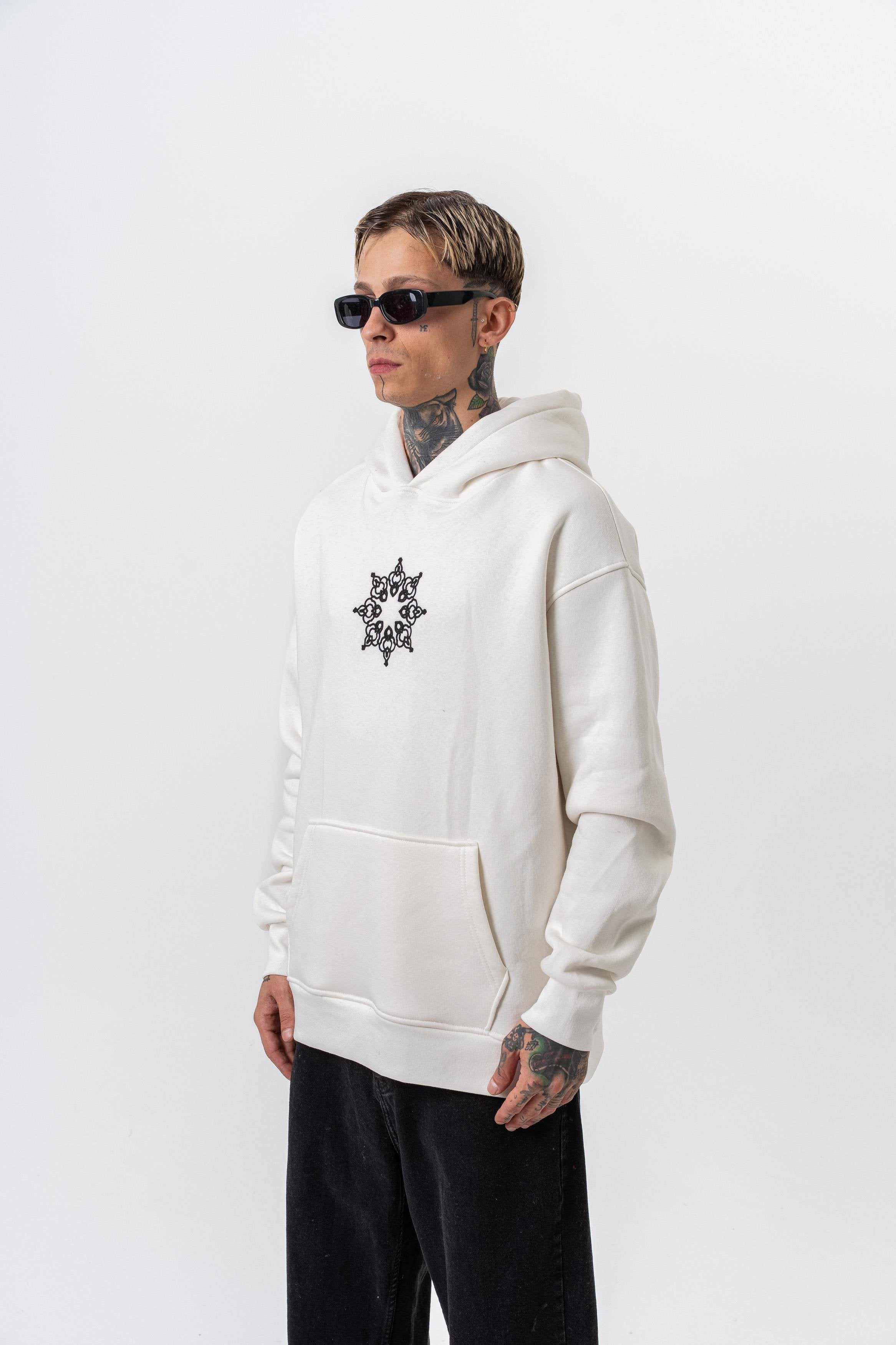 Oversized hoodie met geborduurde capuchon voor heren