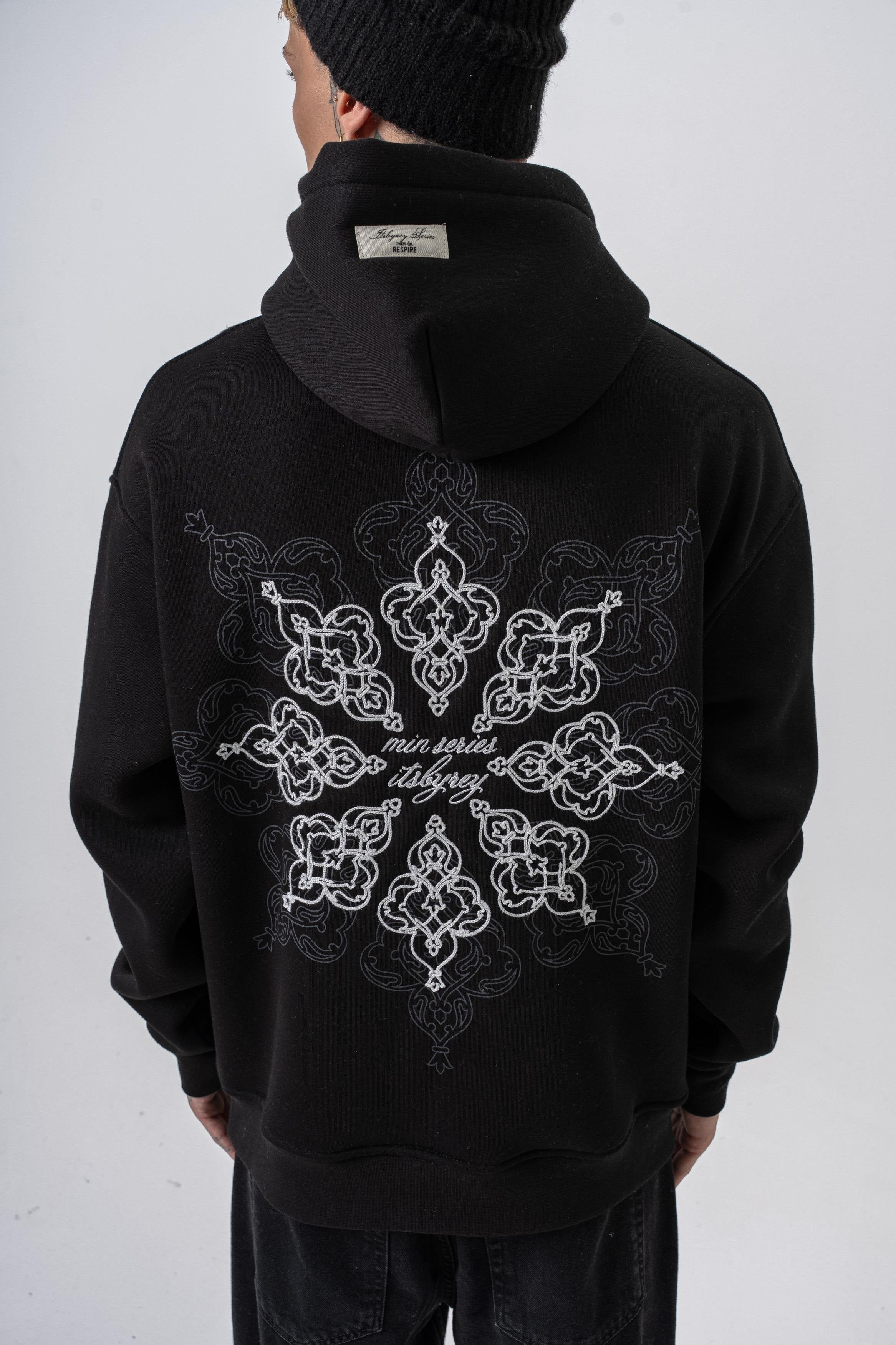 Oversized hoodie met geborduurde capuchon voor heren