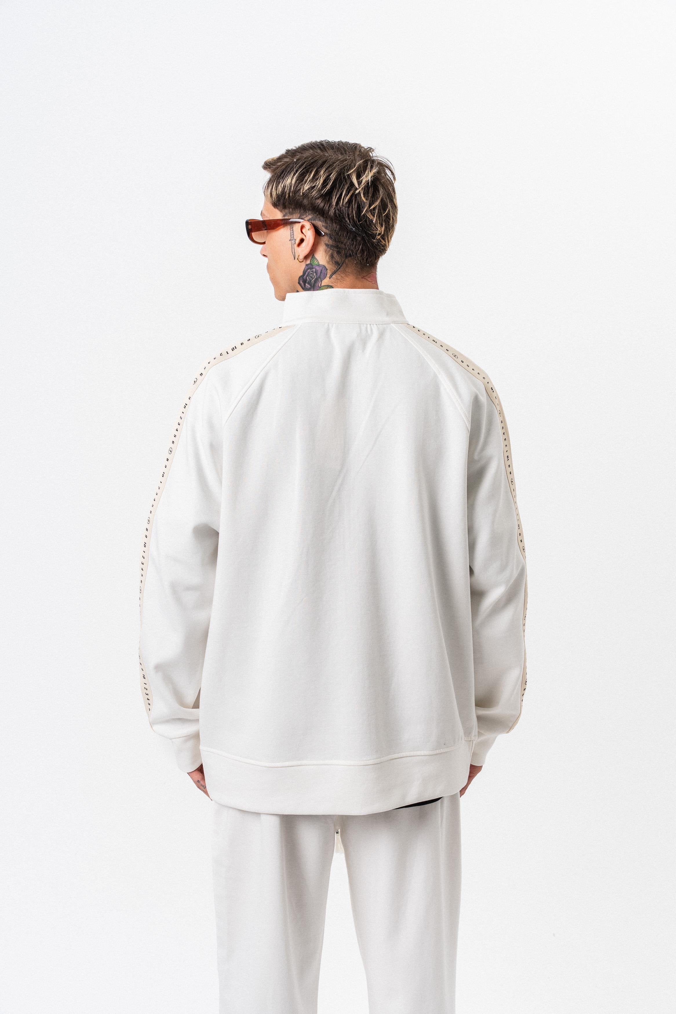 Oversized herensweatshirt met strepen, opstaande kraag en dubbelzijdige afwerking.