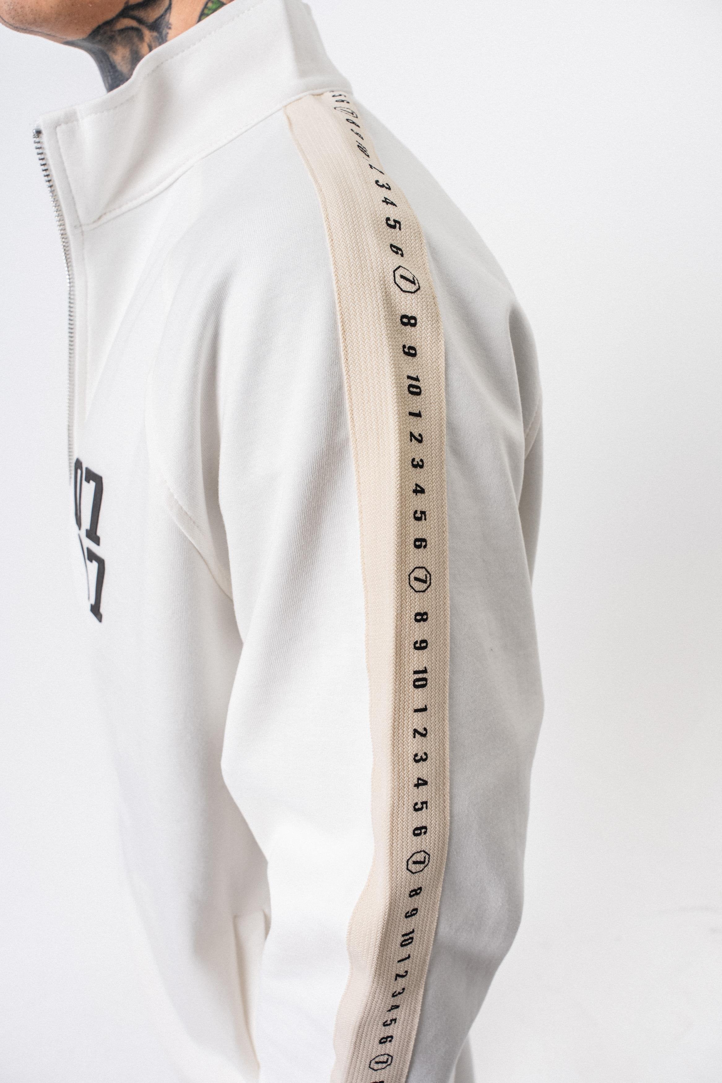 Oversized herensweatshirt met strepen, opstaande kraag en dubbelzijdige afwerking.