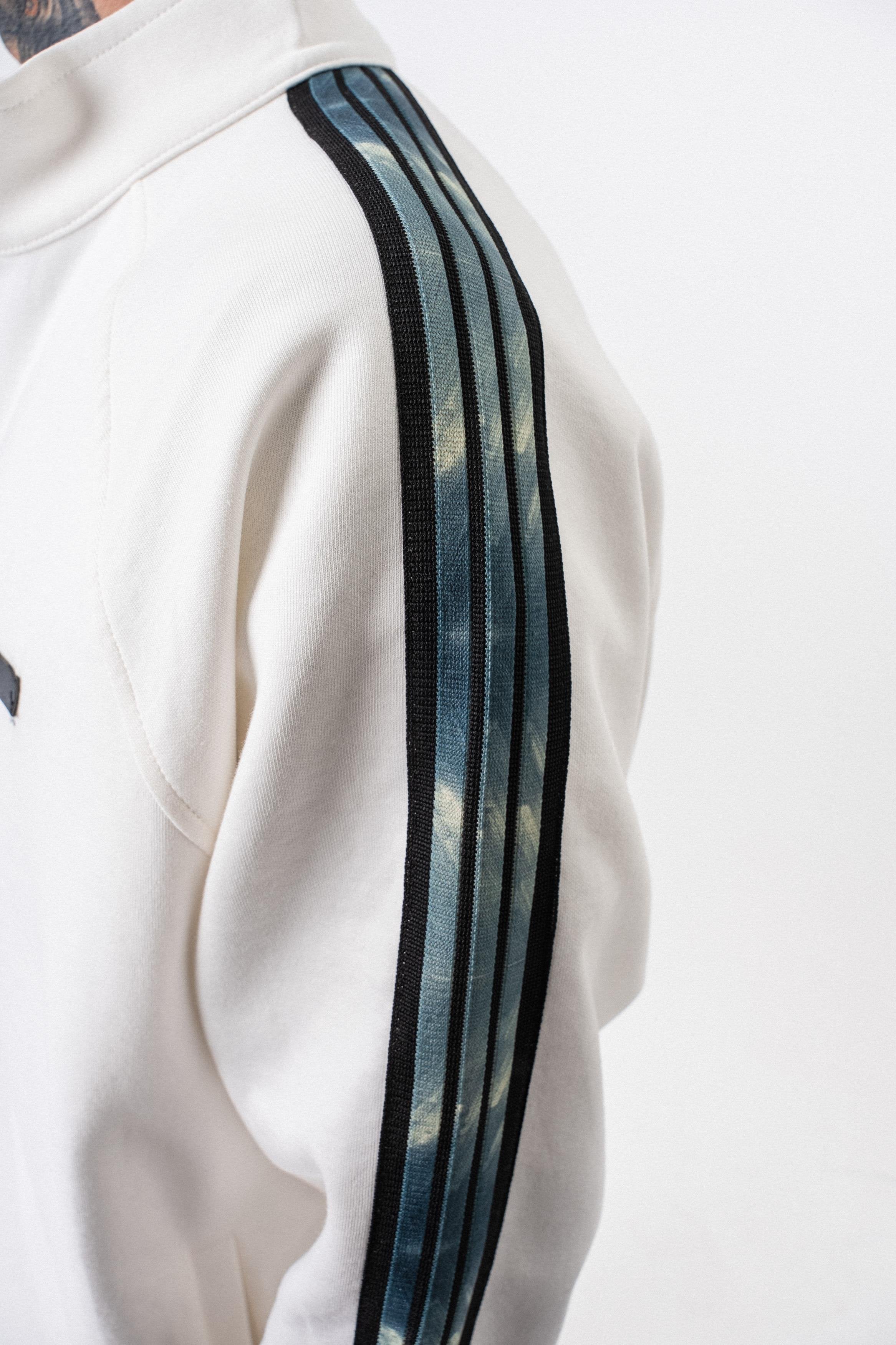 Heren sweatshirt met strepen, opstaande kraag en dubbelzijdige ritssluiting, oversized model.