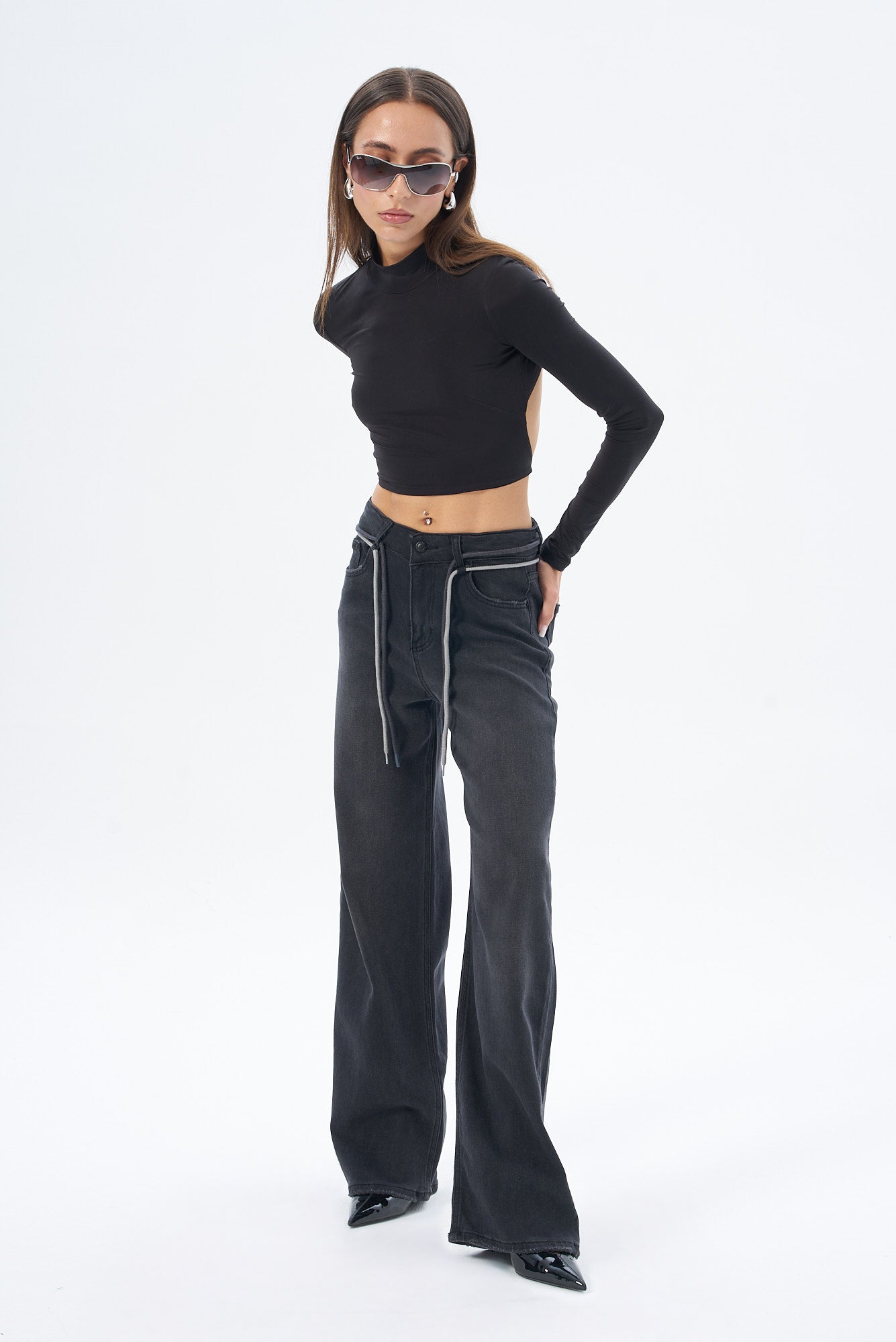 Kadın Baggy Denim Pantolon İpli