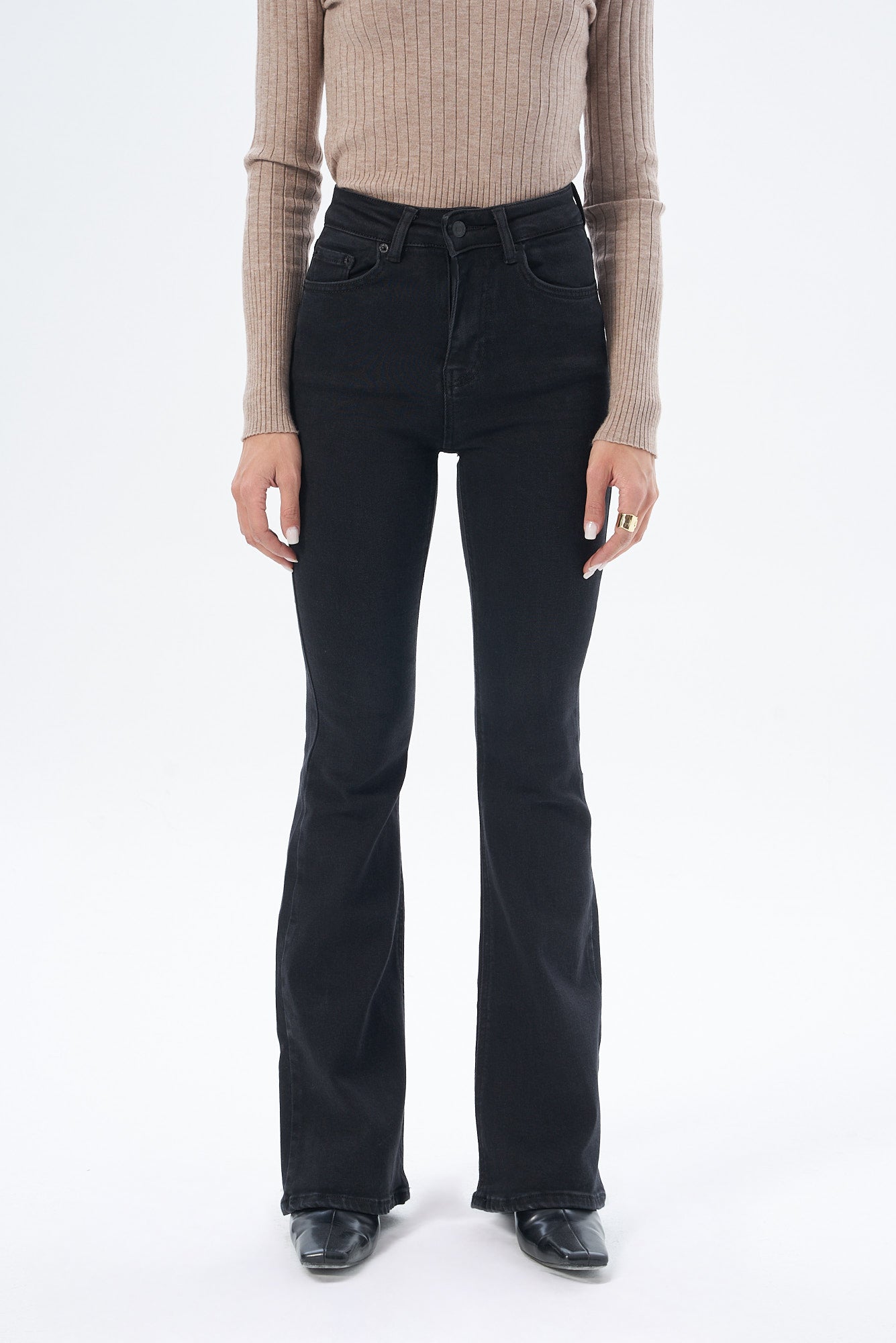 Kadın Denim Skınny Flare Pantolon