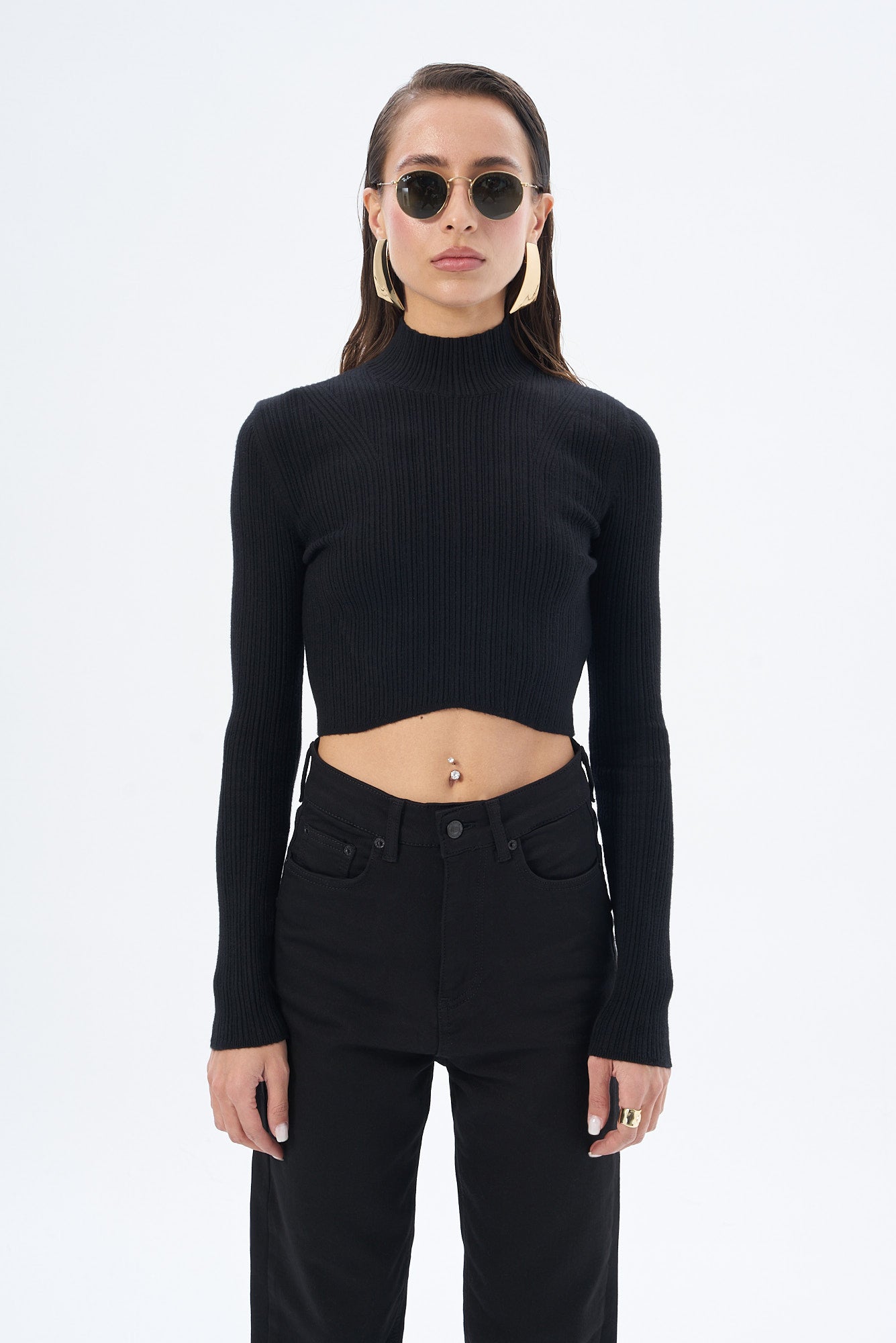 Kadın Yarım Balıkçı Yaka Kazak