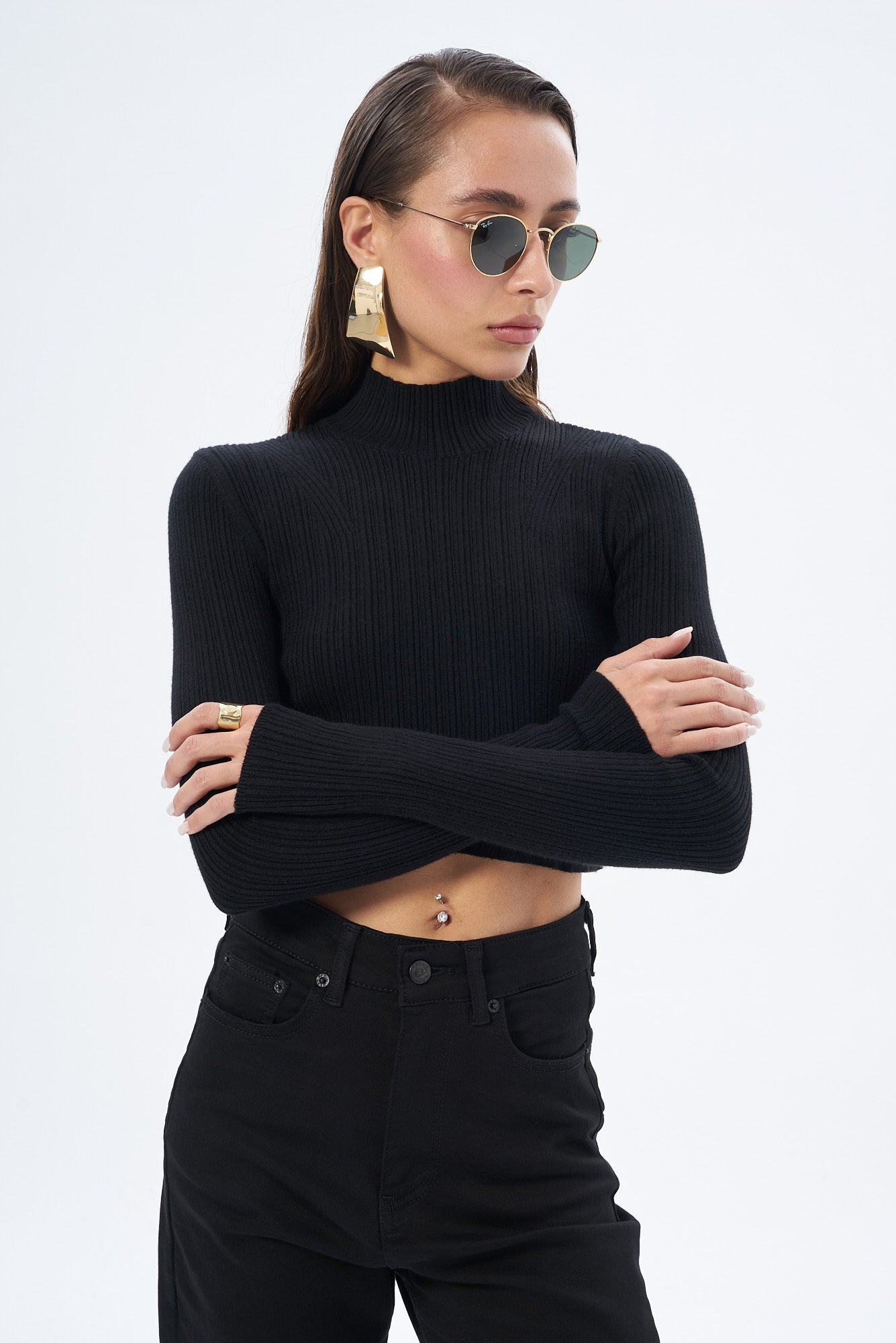 Kadın Yarım Balıkçı Yaka Kazak