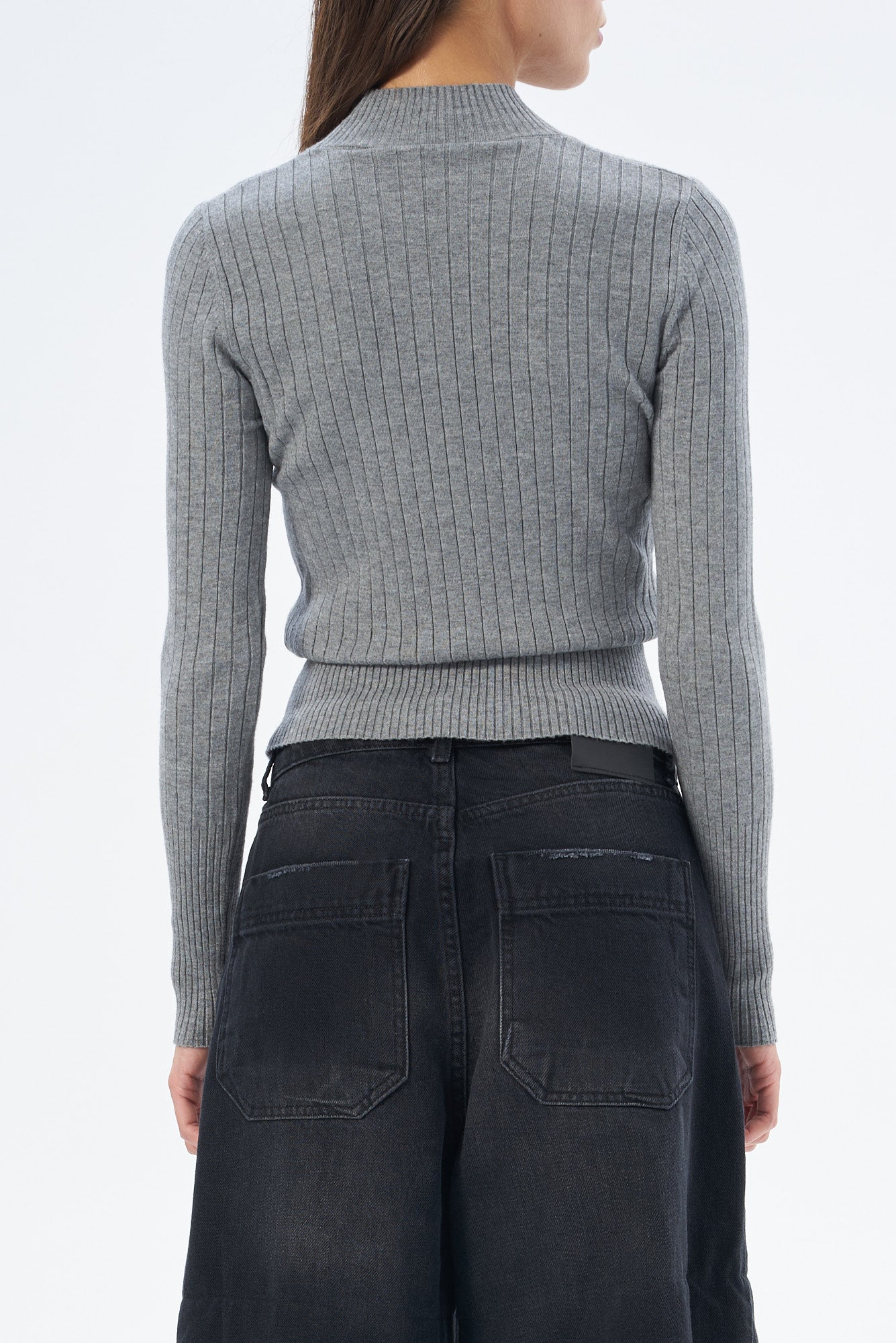 Kadın Yarım Balıkçı Yaka Kazak