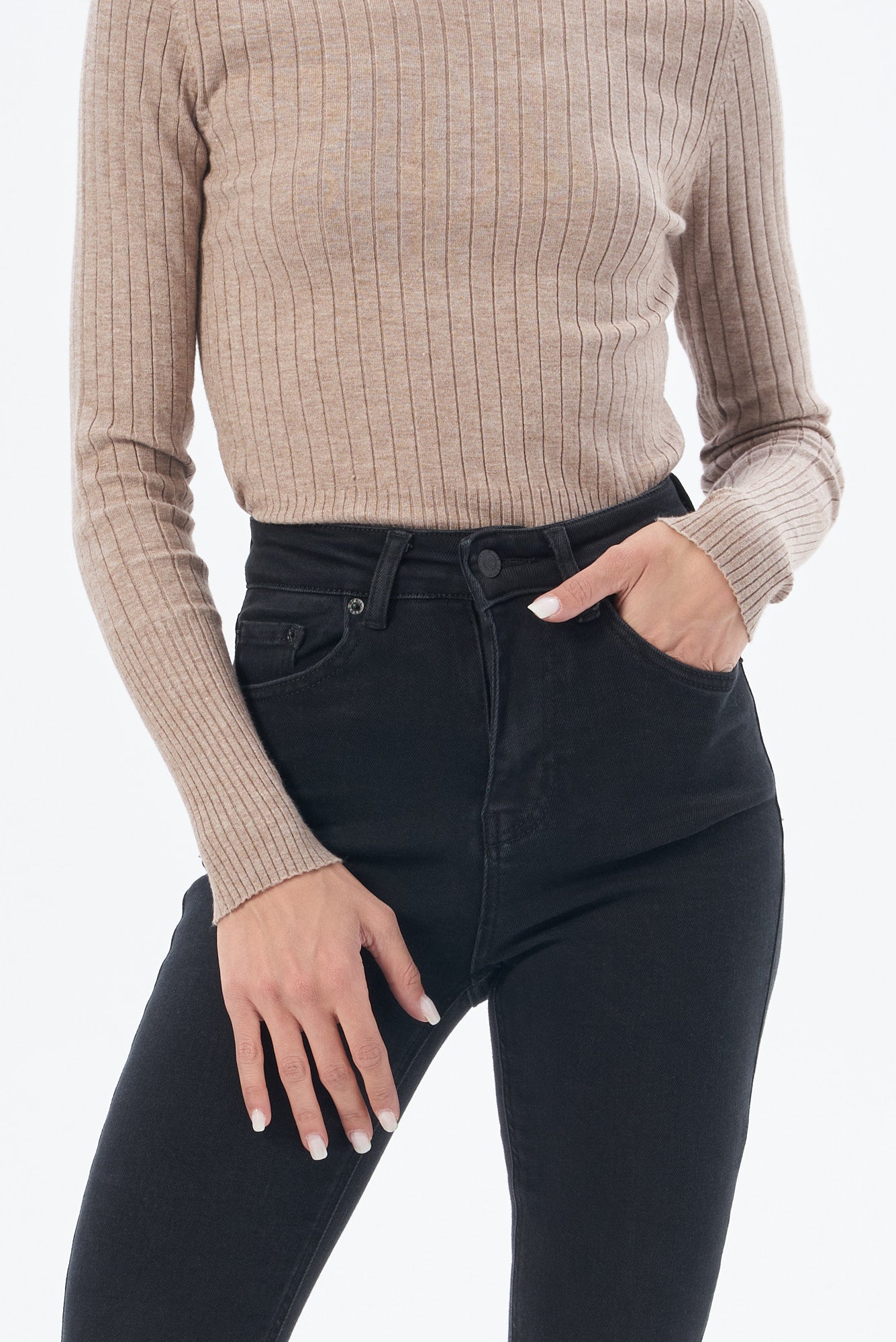 Kadın Yarım Balıkçı Yaka Kazak