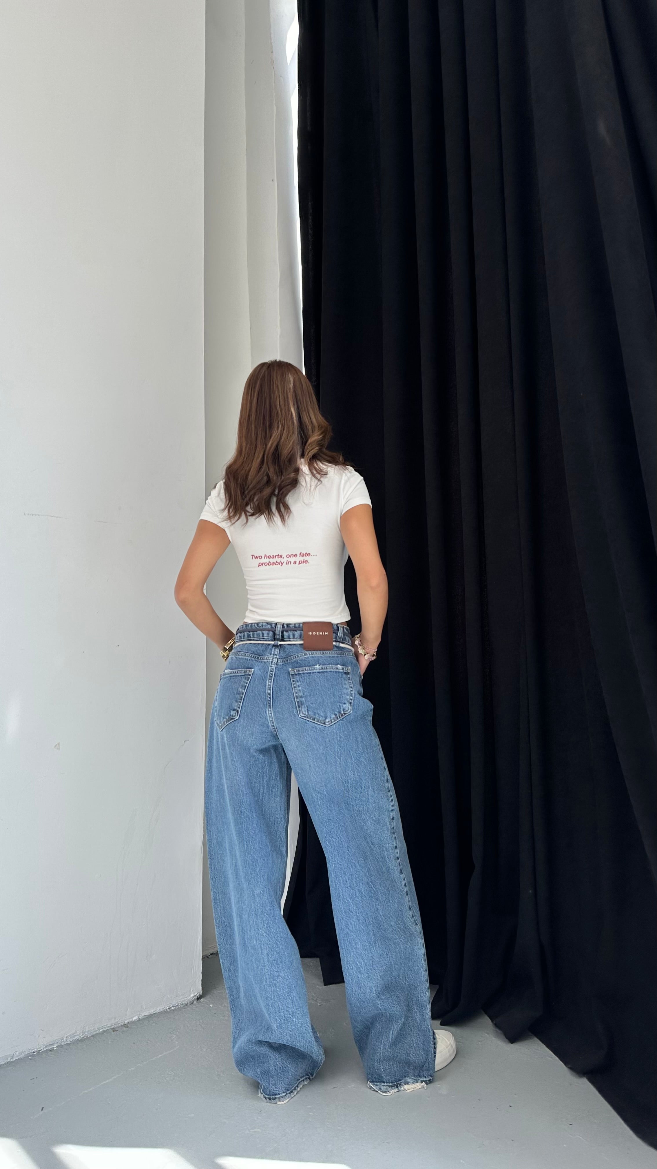 Kadın Baggy Denim Pantolon İpli