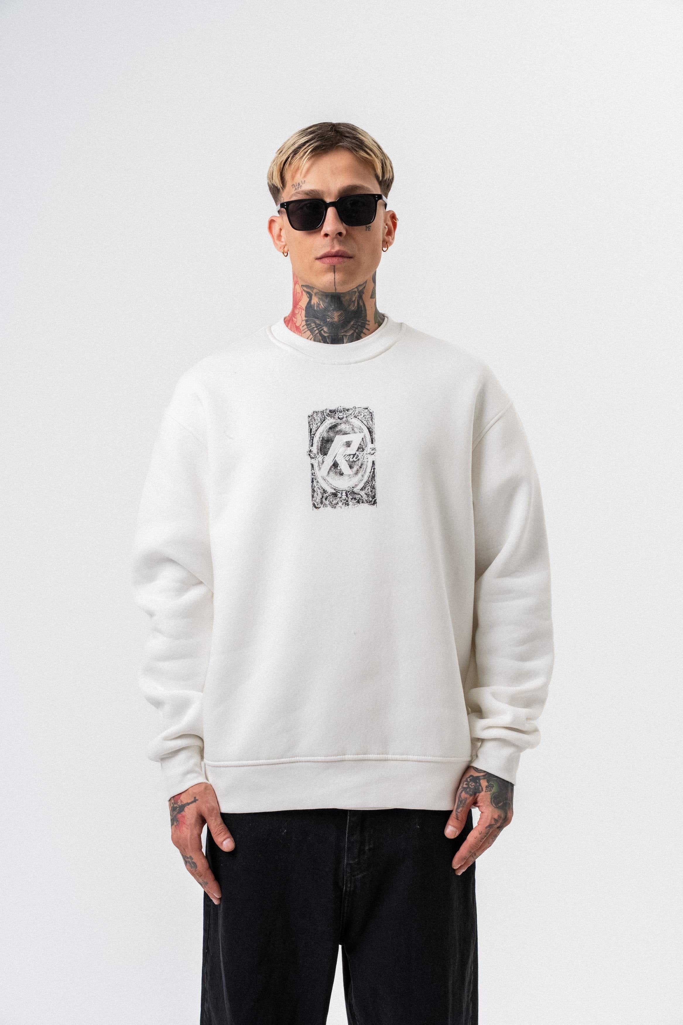 Oversized sweatshirt met ronde hals en onbepaalde print voor heren