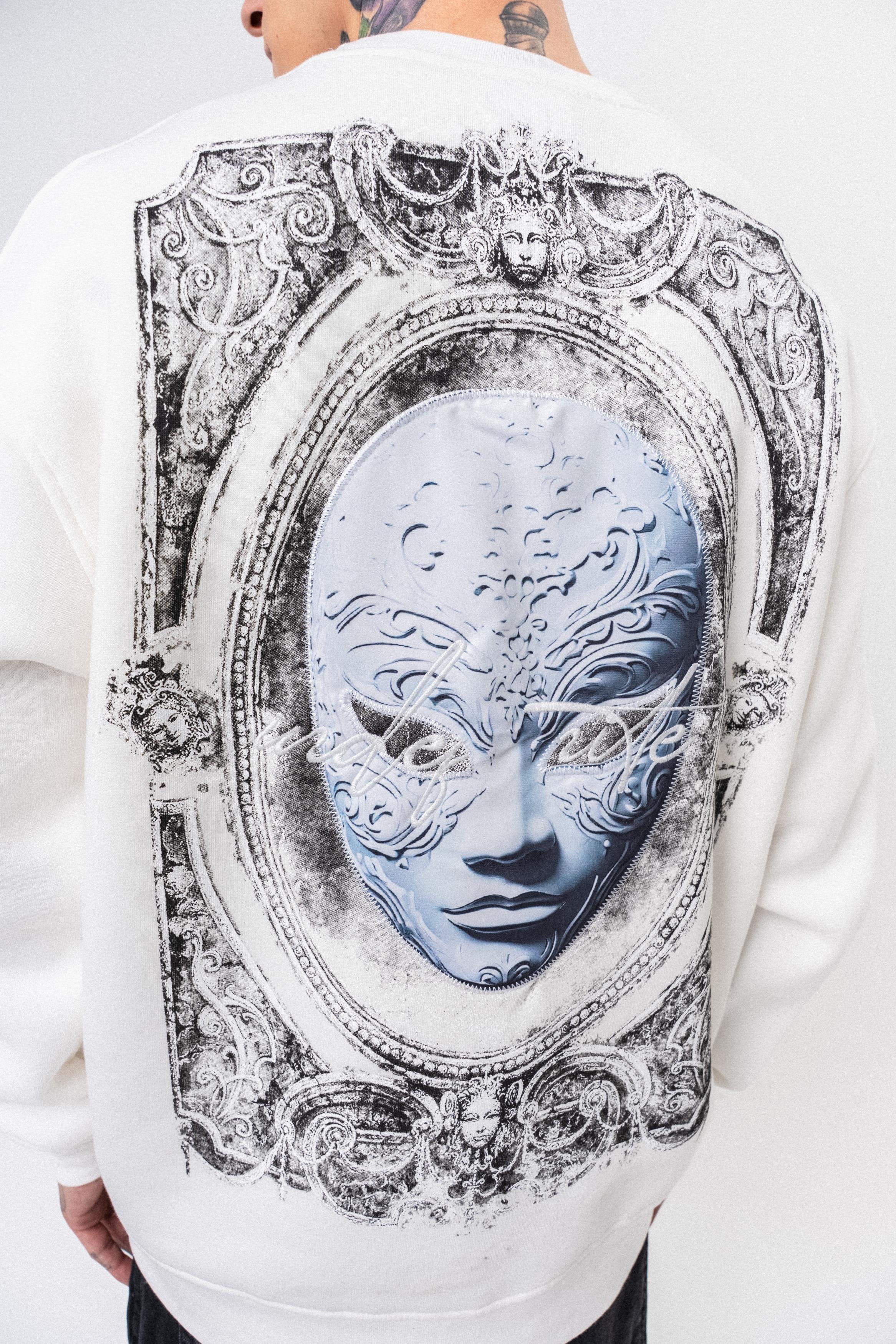 Oversized sweatshirt met ronde hals en onbepaalde print voor heren