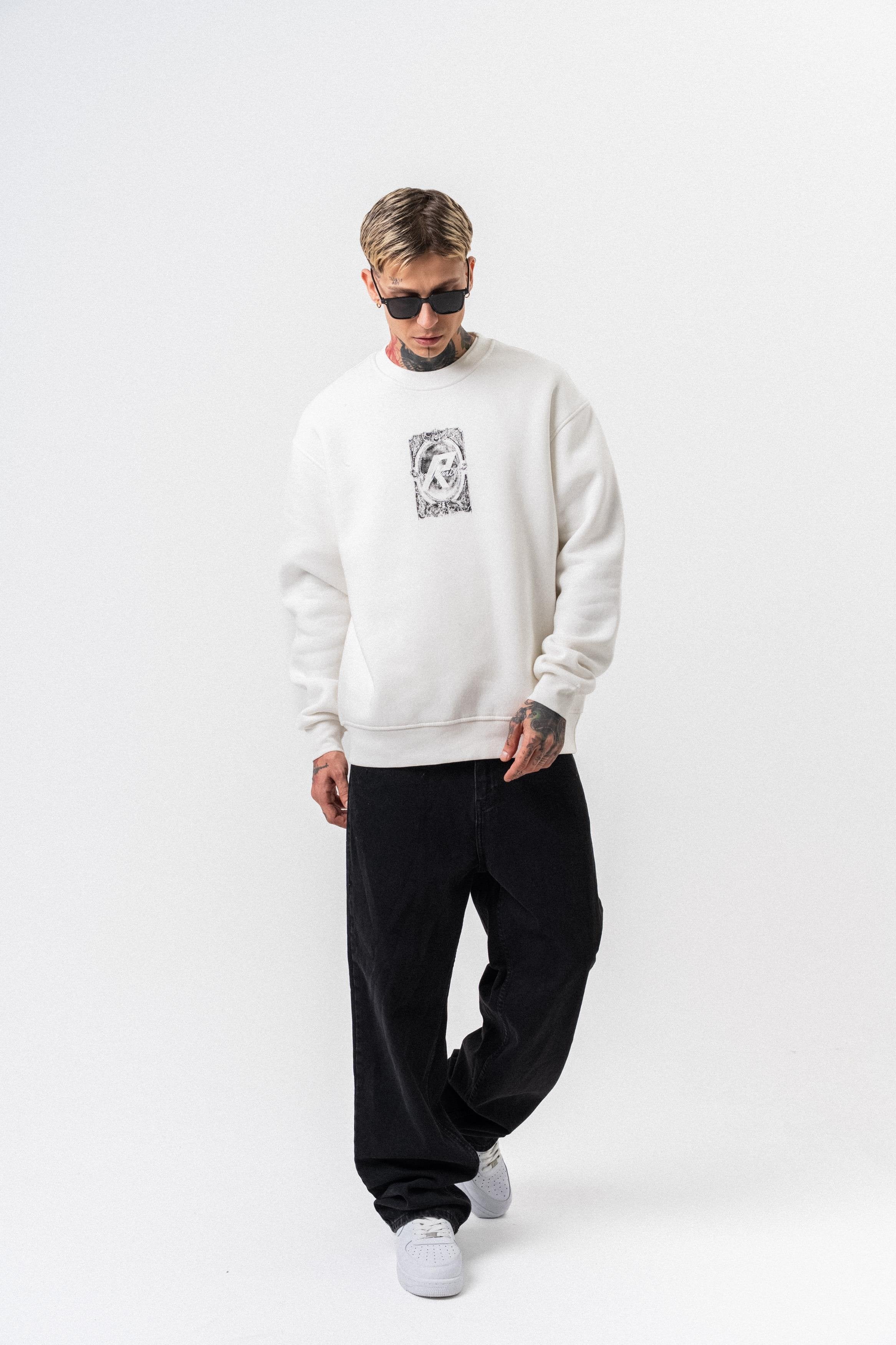 Oversized sweatshirt met ronde hals en onbepaalde print voor heren