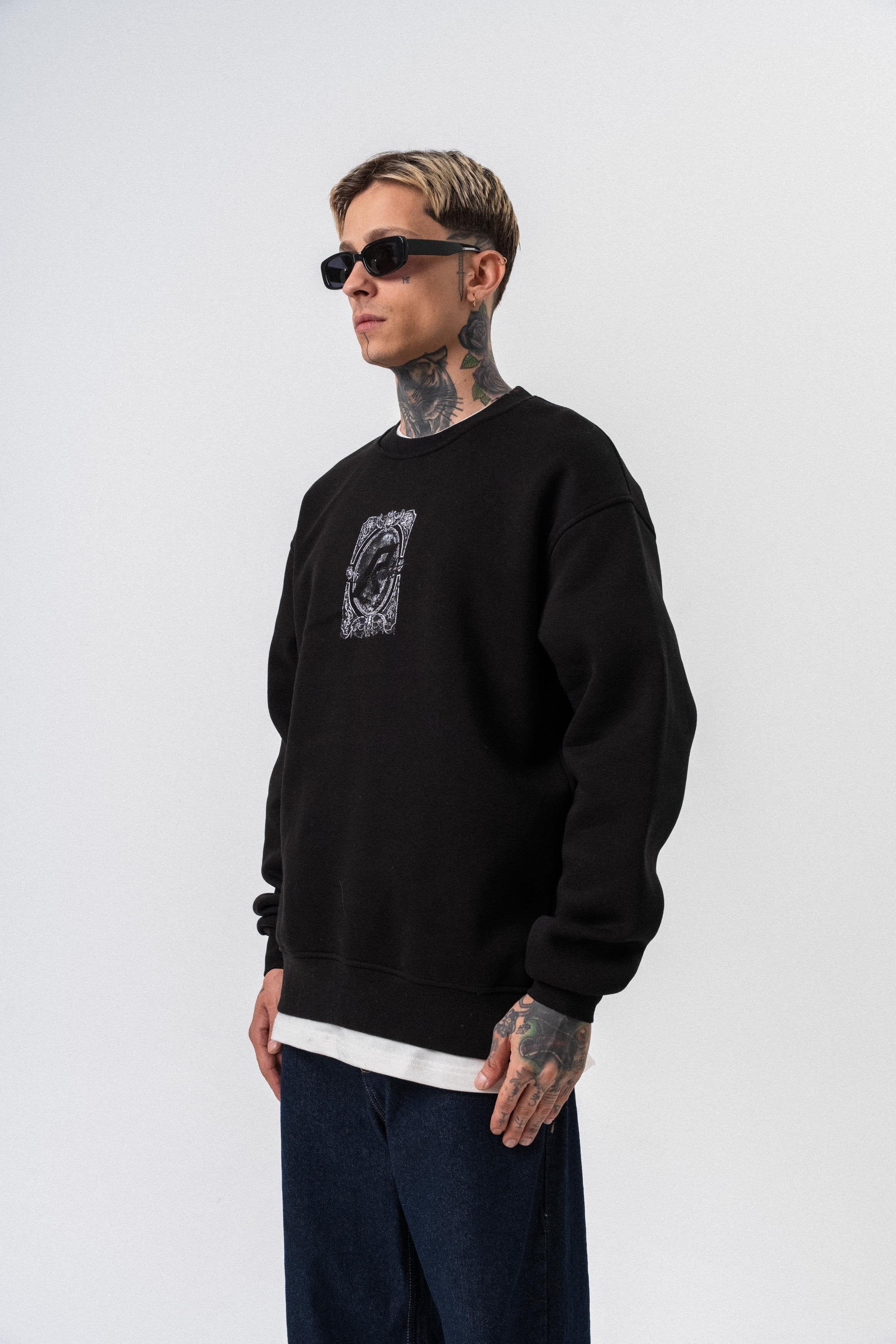 Oversized sweatshirt met ronde hals en onbepaalde print voor heren