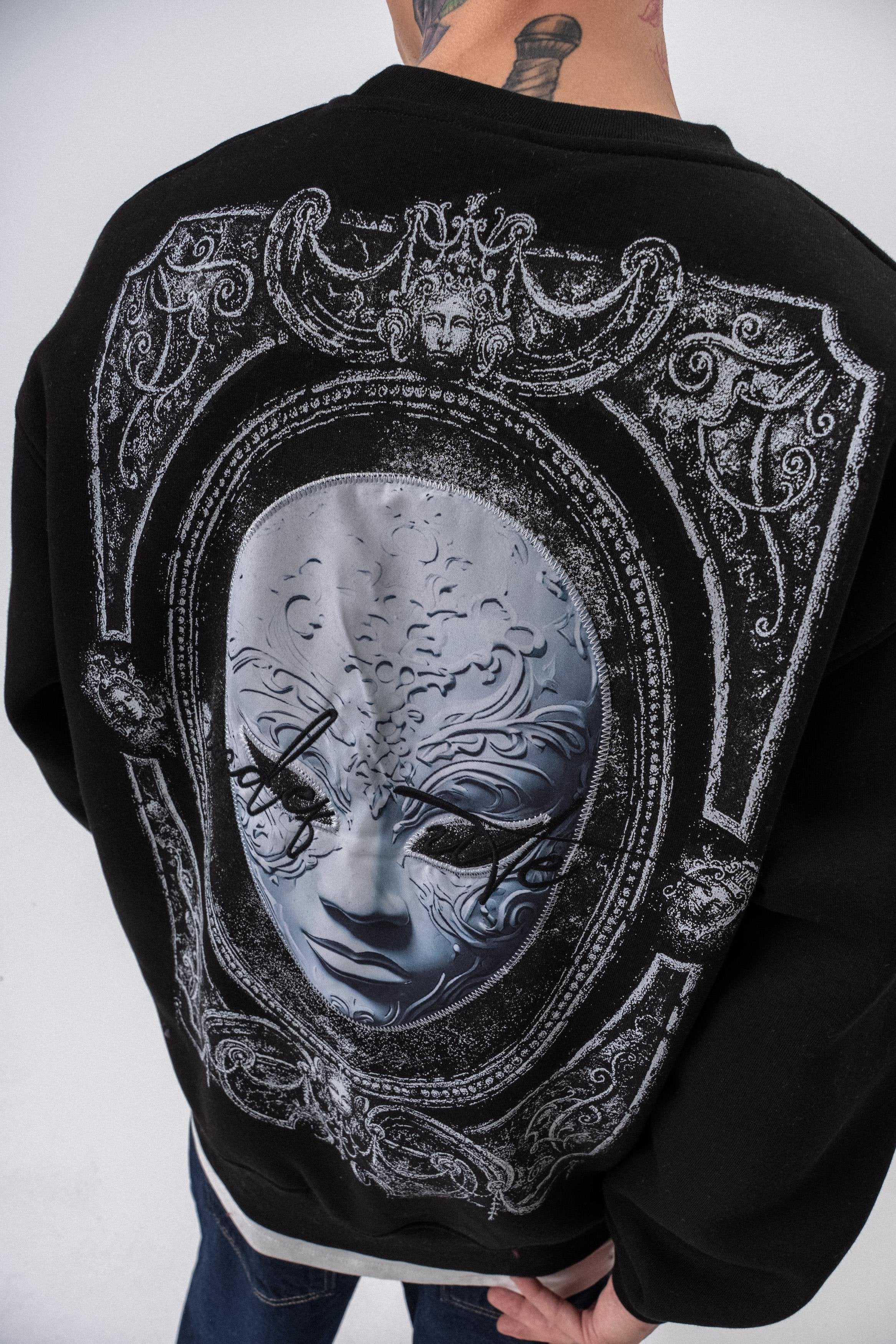 Oversized sweatshirt met ronde hals en onbepaalde print voor heren