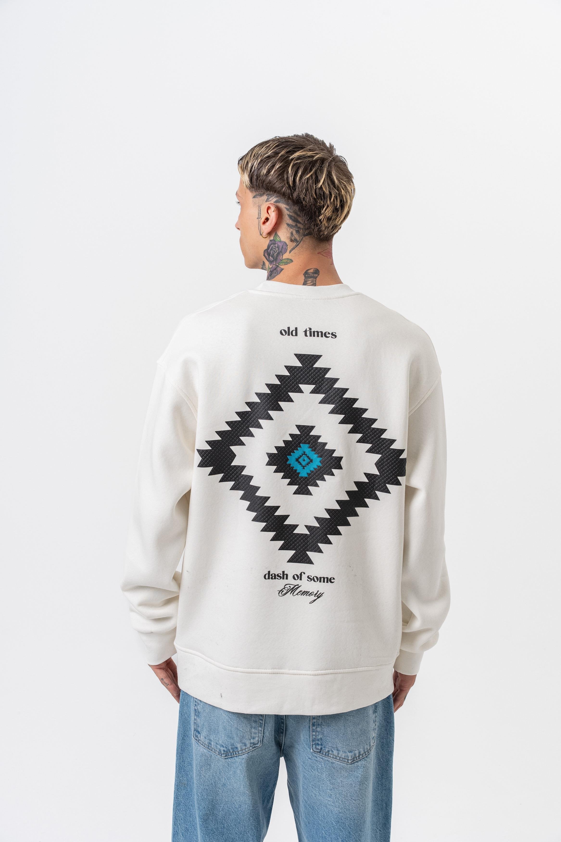 Oversized sweatshirt met ronde hals en memory foam print voor heren