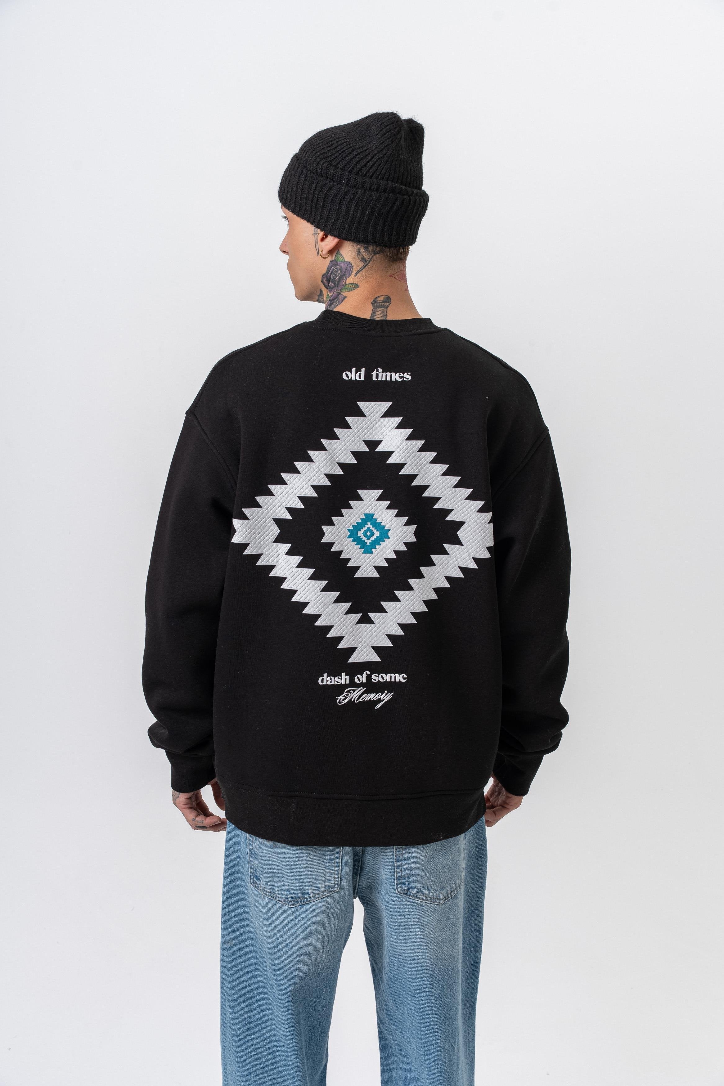 Oversized sweatshirt met ronde hals en memory foam print voor heren