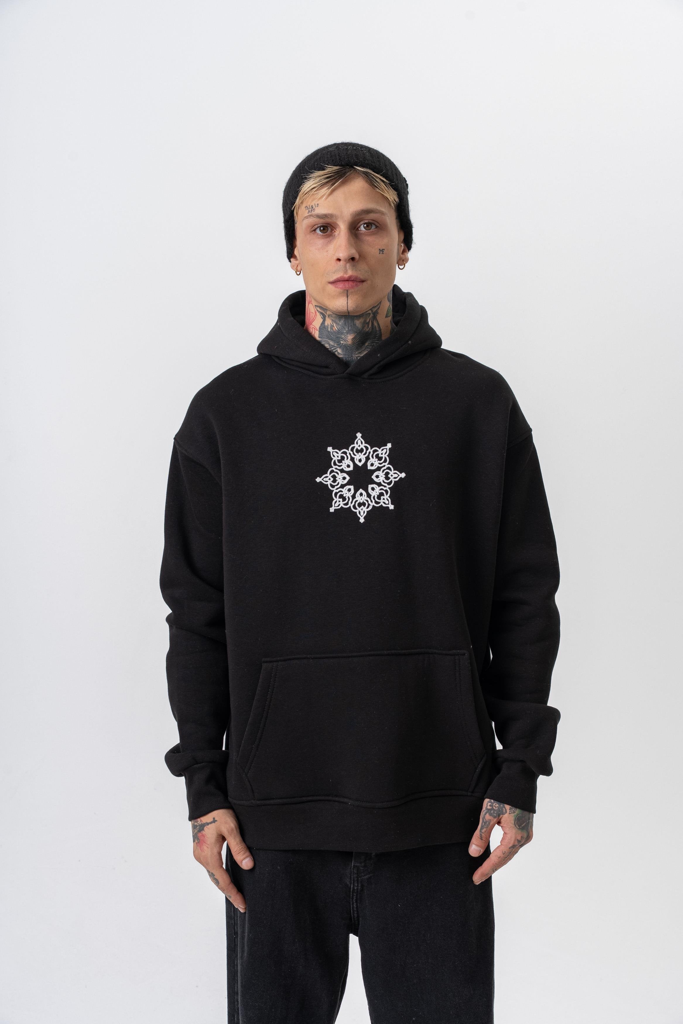 Oversized hoodie met geborduurde capuchon voor heren