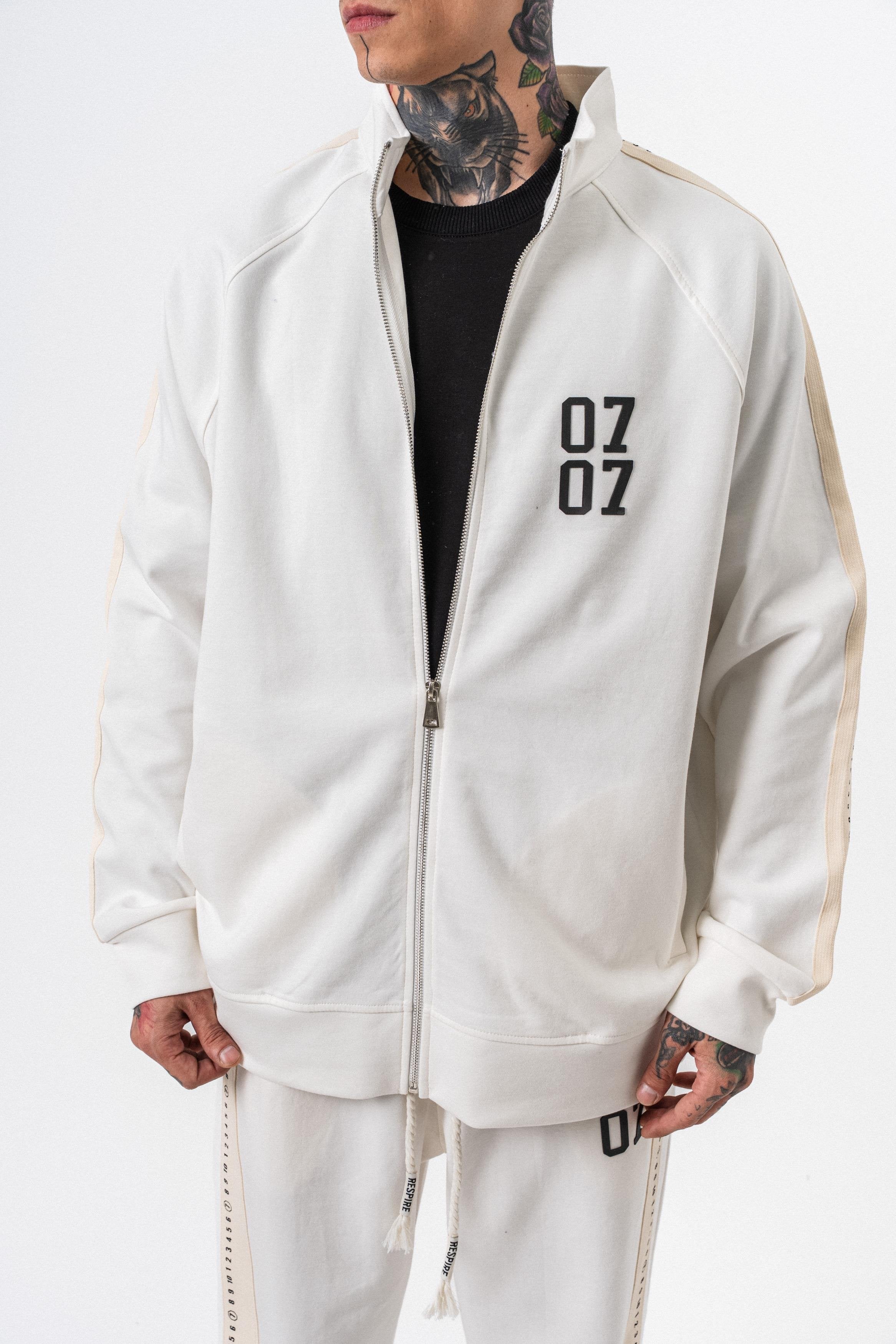 Oversized herensweatshirt met strepen, opstaande kraag en dubbelzijdige afwerking.
