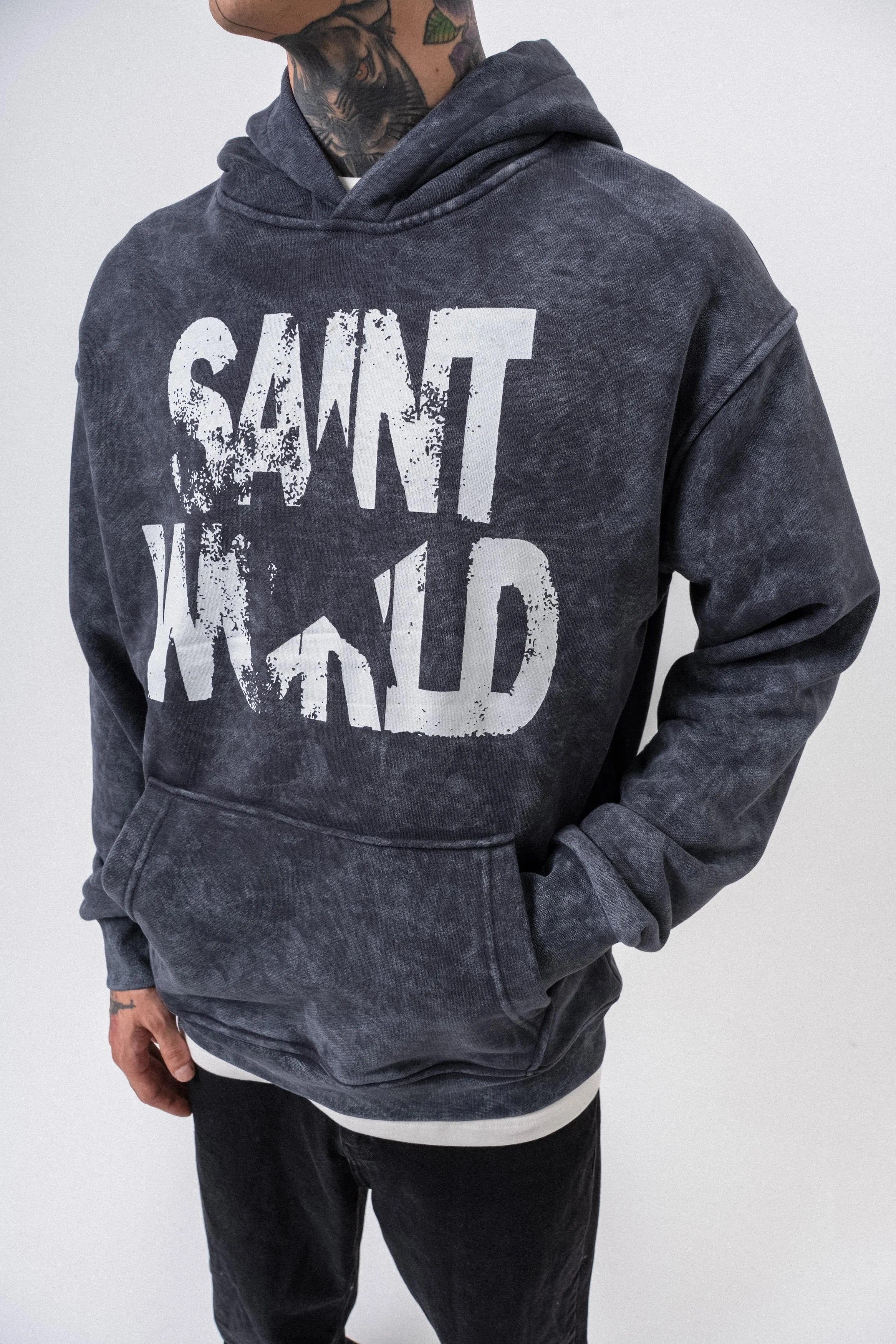 Oversized hoodie met sterrenprint voor heren, gewassen look