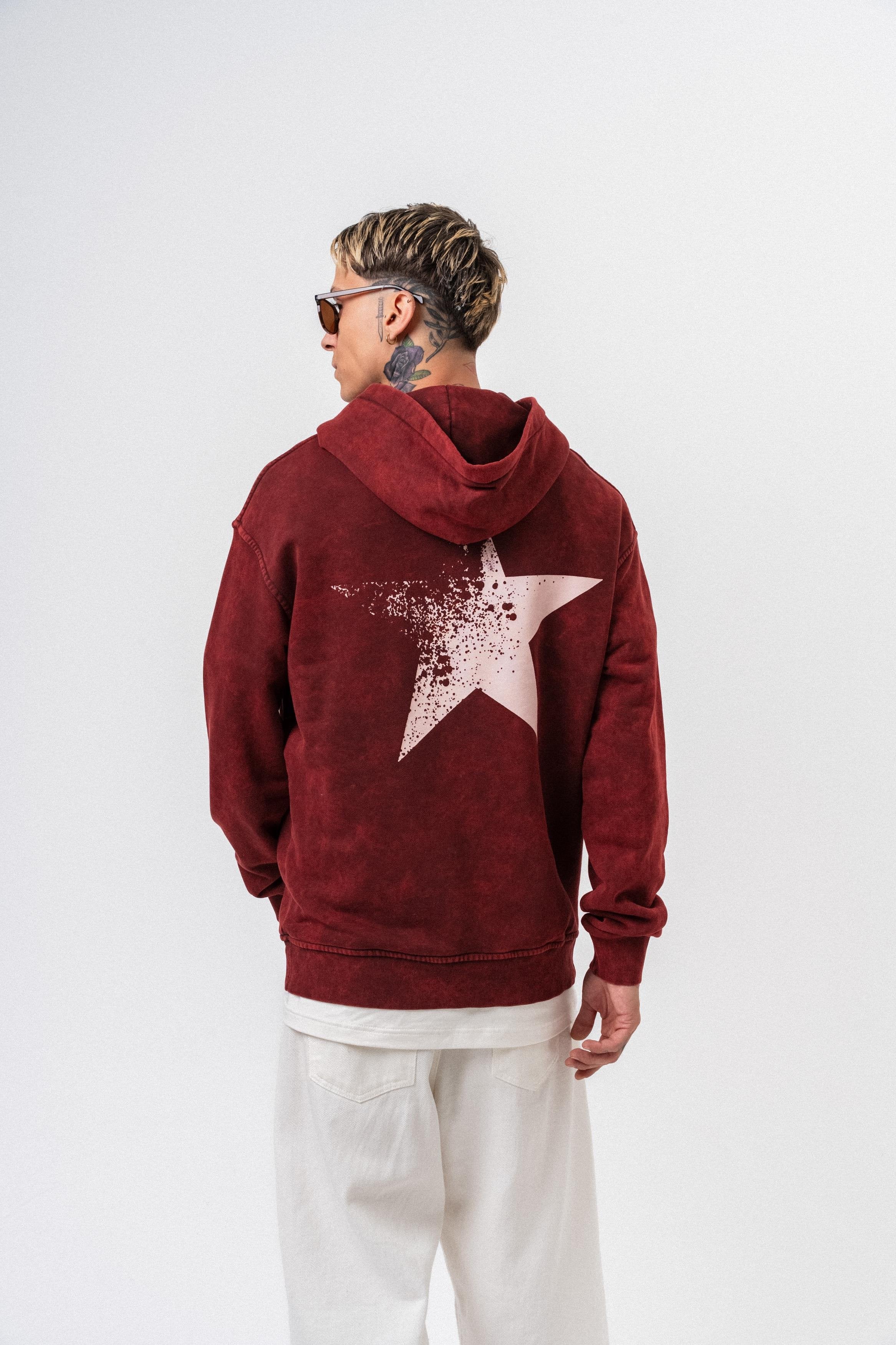 Oversized hoodie met sterrenprint voor heren, gewassen look