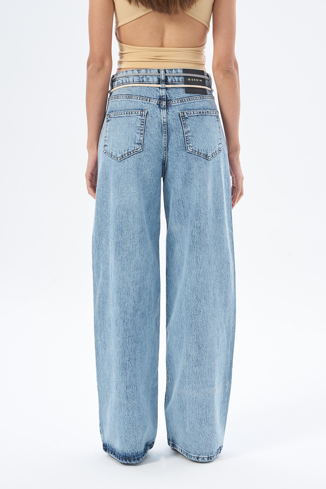 Kadın Baggy Denim Pantolon İpli