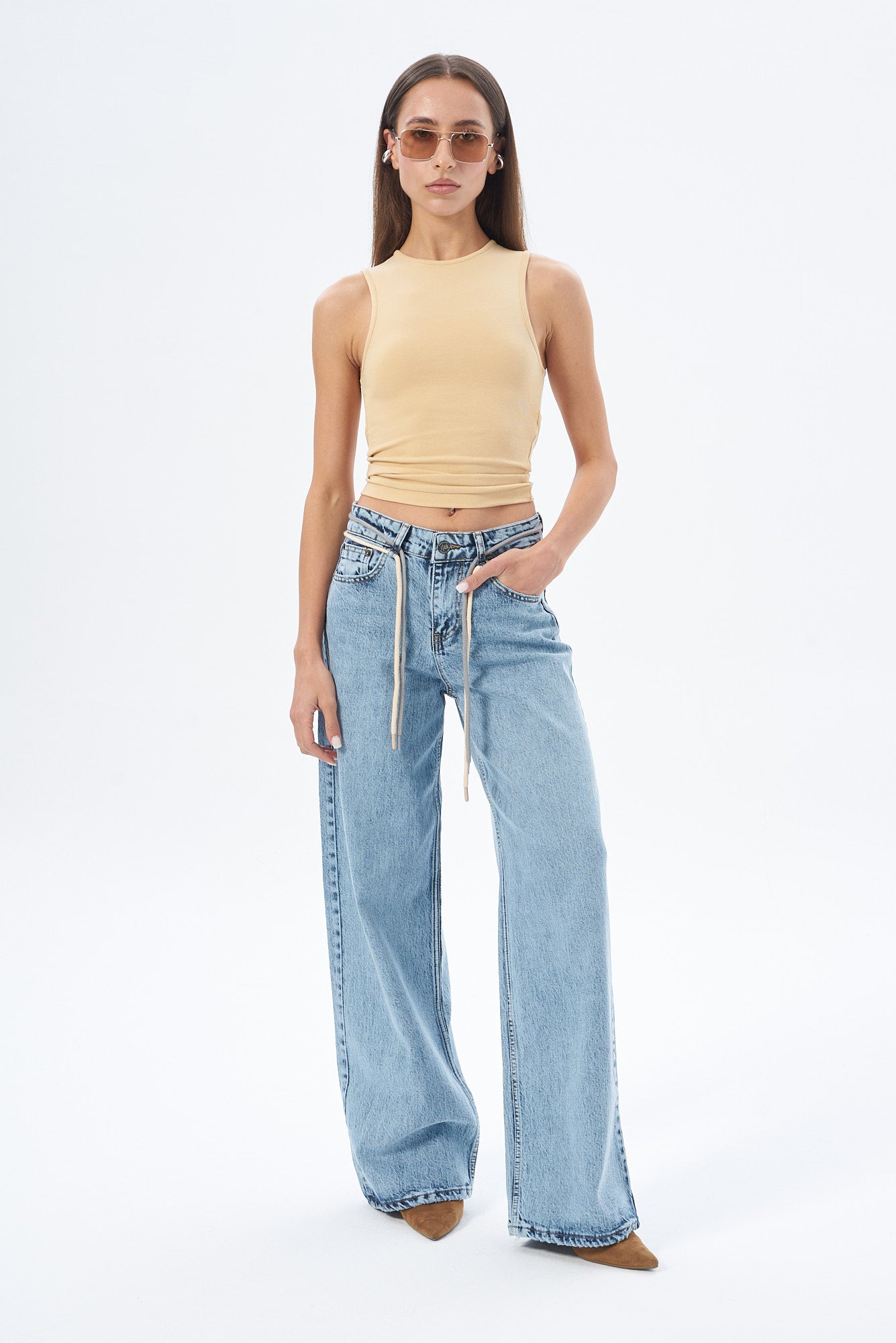 Kadın Baggy Denim Pantolon İpli