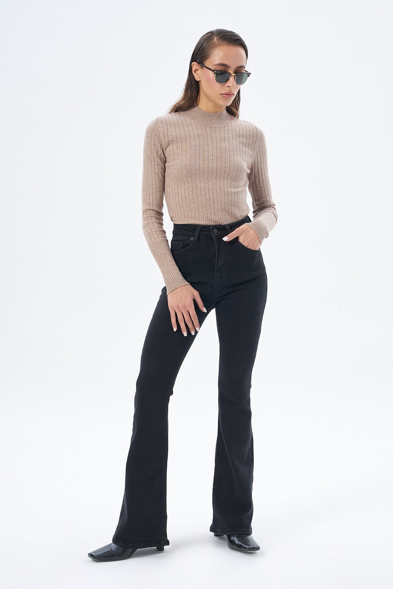 Kadın Yarım Balıkçı Yaka Kazak